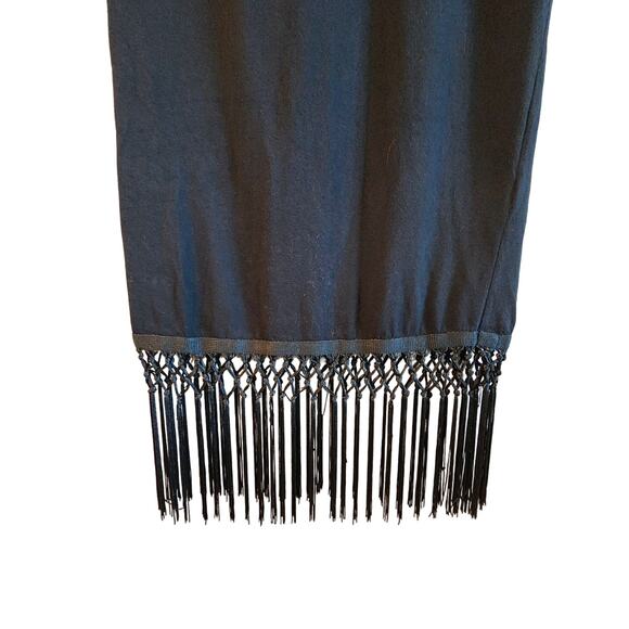 Zara Black Crewneck Short Sleeve Dress Fringe SZ Small Minimalist - Picture 5 of 9